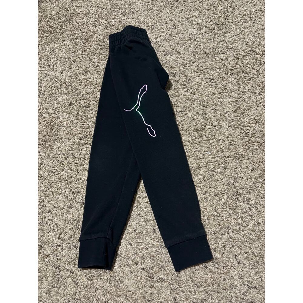 Puma Jogger Sweatpants – Black | Size S | Iridescent Logo | Cuffed Ankles